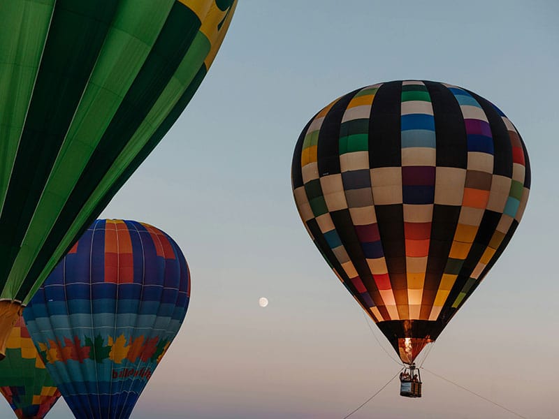 Hot air balloons ready to launch